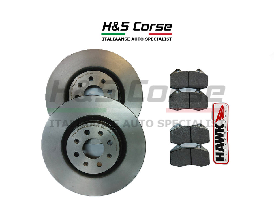 Hawk HP PLUS - Sport Remblokken + Brembo Gecoate Schijven Dicht Abarth 500/595/695